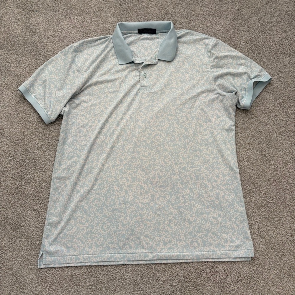 G/FORE Golf Polo Mens‎ XL Blue Floral Performance Preppy Tennis Business Casual